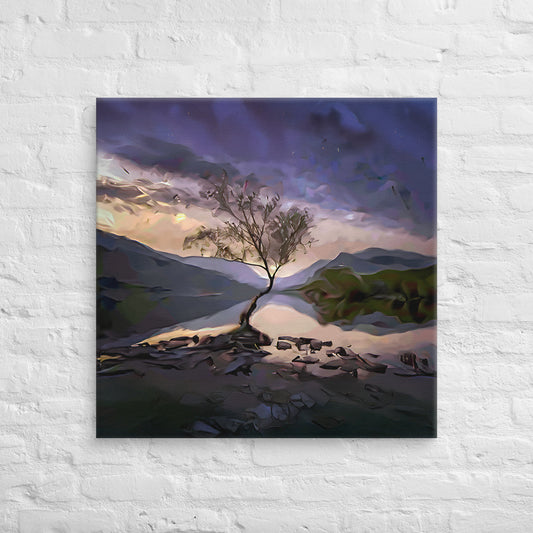 Lonely Tree Dawn, Llanberis - Painting Print on Canvas
